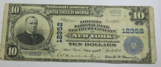 1902 National Currency Ten Dollars $10 Liberty National Band And Trust York