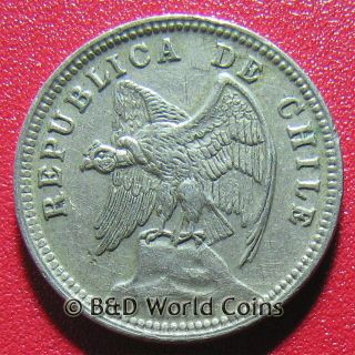1934 Chile 5 Centavos Condor On Rock South American Coin Copper - Nickel 16mm