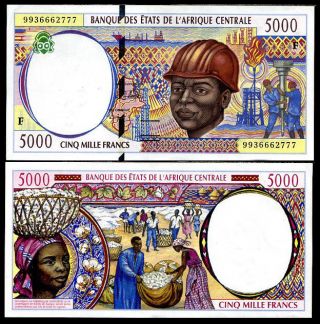 Central African State Republic 5000 Francs 1999 P 304 F Aunc About Unc