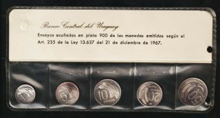 Uruguay Set Banco Central.  Essai 1,  5,  10,  20 And Pesos,  Silver Unc