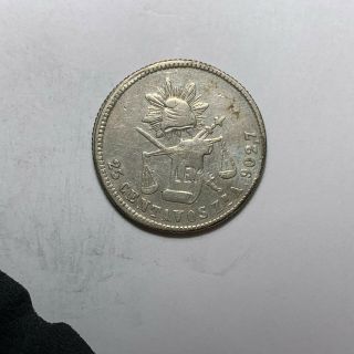 1876 Zs A Mexico Silver 25 Centavos