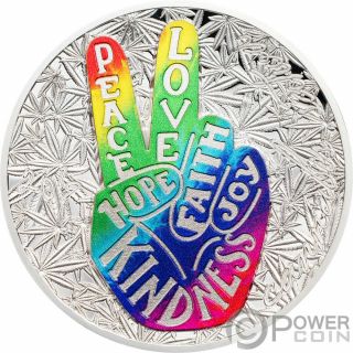 Peace And Love Peace 1 Oz Silver Coin 1000 Francs Benin 2019