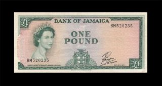 1960 British Colony Jamaica 1 Pound Qeii Rare ( (ef))