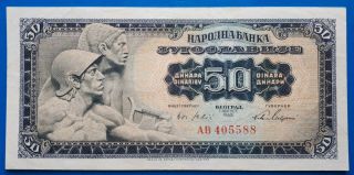 Yugoslavia; 50 Dinara 1965,  Big Size Ser.  Numbers (r),  Aunc -