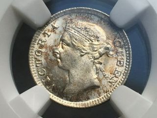 Victoria Queen Hong Kong 5 Cents 1898 Ngc Ms64 Silver Coin