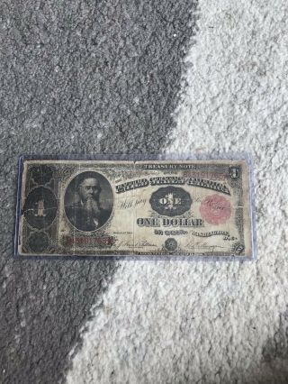 Early Us Currency One Dollar Large Size Treasury Note 1891 $1 Stanton Fr.  352
