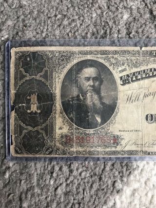Early US Currency One Dollar Large Size Treasury Note 1891 $1 STANTON Fr.  352 2