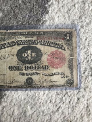 Early US Currency One Dollar Large Size Treasury Note 1891 $1 STANTON Fr.  352 4
