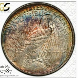 1923 - D Pcgs Ms62 Two Sided Monster Rainbow Toned Peace Dollar Color Luster