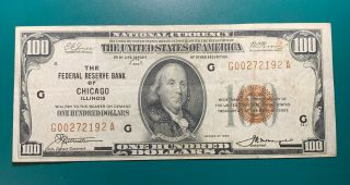1929 Series $100 Chicago Federal Reserve Bank Note Frbn