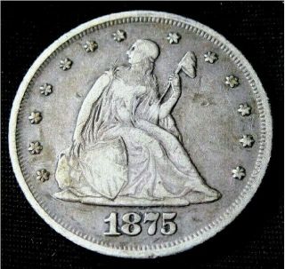 1875 Twenty Cent 20¢ Piece - Very Fine (tough To Find This) Mintage: 36,  910