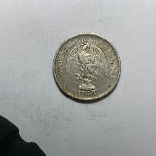 1898 Zs Z Mexico Silver 20 Centavos