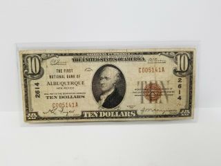 1929 National Bank of Albuquerque National Currency Brown Seal $10 Ten Dollars 7