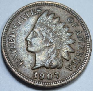 1907 Xf - Au Us Indian Head Penny 1 Cent Antique U.  S.  Vintage Currency Coin Usa