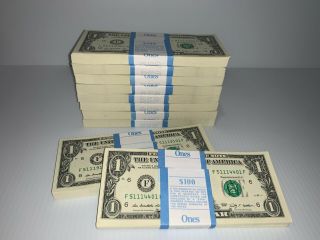$1 Uncirculated,  One Dollar Bills,  $100 Bundle,  2009,  Sequential 