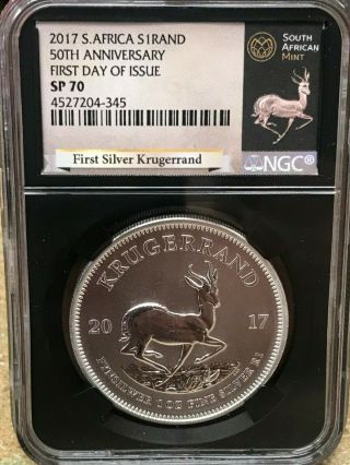 2017 South Africa 50th Ann.  Silver Krugerrand Ngc Sp 70 Fdi - Issue Price $249