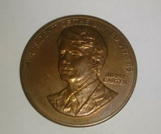 Vintage Democrat Jimmy Carter 39th President Bronze Inaugural Coin 1977