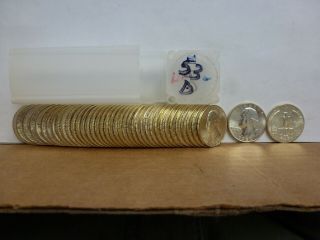 1953 - D Washington Quarter Roll Of 40 Coins Bu