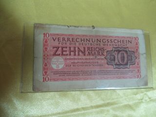 1944 Nazi Germany 10 Reichsmark Banknote Wehrmacht