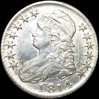 1814 Capped Bust Half Dollar About Uncirculated High End Philadelphia Coin Nr