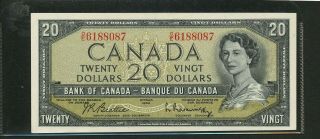 1954 $20 Bank Of Canada Au, .  Beattie - Raminsky.  Bc - 41b.  Bv $65,