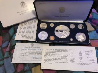 1979 Republic Of Panama 9 Coin Proof Set Minted At The Franklin Silver