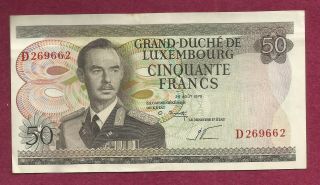 Luxembourg 50 Francs 1972 Banknote D269662 P - 55