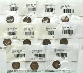 11 Different Date Indian Head 1c Cents In Littleton Coin Packs Good To Fine