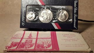 1976 - S 40 Silver 3 Piece Bicentennial Unc Set In Ogp (76susu015)