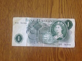 Bank Of England One Pound Note Circulated