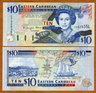 Eastern East Caribbean,  $10 (1994) St.  Lucia,  P - 32l,  Unc