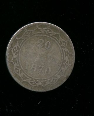 1870 Semi Key Date Newfoundland 20 Cents Filler A812