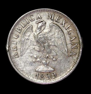 1899 Zs Z Mexico 20 Centavos Silver Coin Xf