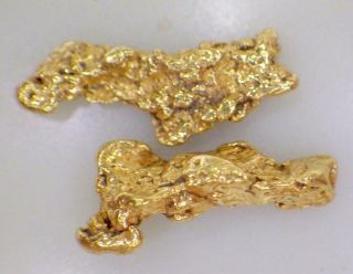 Gold Nuggets (2) Alaskan Natural Placer 1.  628 Grams Switchfork Creek High Purity