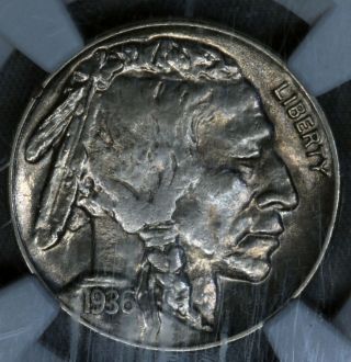 1936 5c Buffalo Indian Head Nickel Ngc Au58 Bu Unc Slider