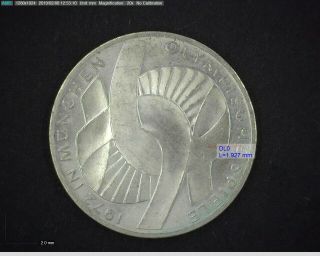 1972 - D Germany Silver 10 Mark Olympics (knot) Au - Unc Coin