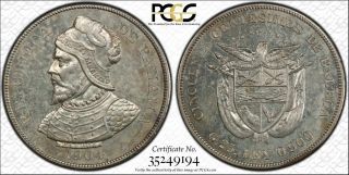 1904 Panama 50 Centesimos Pcgs Unc Details (92 - Cleaned) Silver Coin