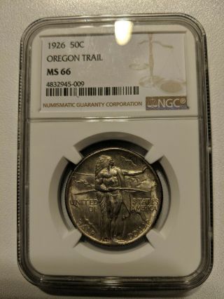 1926 Oregon Trail Commemorative Silver Half Dollar - Ngc - Ms66