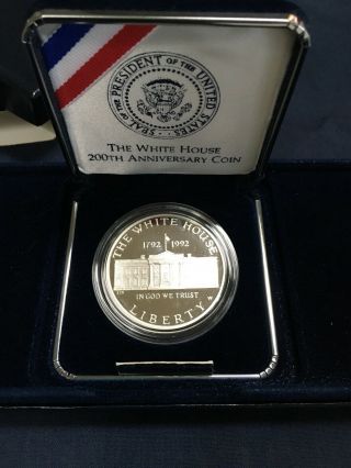 1992 W White House 200th Anniversary Silver Dollar Proof w/COA & Box 2