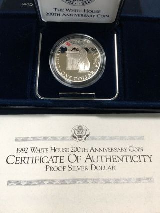 1992 W White House 200th Anniversary Silver Dollar Proof w/COA & Box 3