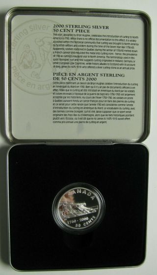 2000 Proof 50 Cents Sports Firsts 10 - Introduction Of Curling 1760 Silver Canada