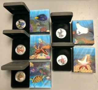 2012 Australian Sea Life Ii The Reef 1/2oz Silver Proof Coins,  Complete Set Of 5