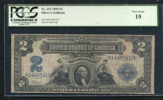 Fr.  253 1899 $2 Two Dollars “mini Porthole” Silver Certificate Pcgs Very Good - 10