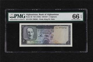 1948 Afghanistan Bank Of Afghanistan 2 Afghanis Pick 28 Pmg 66 Epq Gem Unc