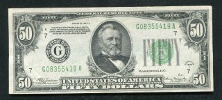 1934 - A $50 Frn Federal Reserve Note Chicago,  Il About Uncirculated