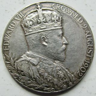 1902 Great Britain Edward Vii Coronation Official Silver 31mm Medal