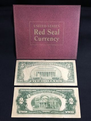 Red Seal 1953 2 & 1963 5 Dollar Bills Set W/ 4