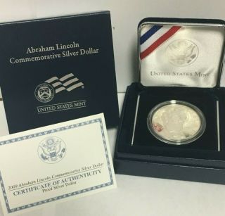 2009 P Abraham Lincoln $1 Silver U.  S.  Commemorative Proof Coin In Ogp