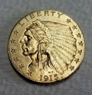1915 2 1/2 Dollars Gold Indian