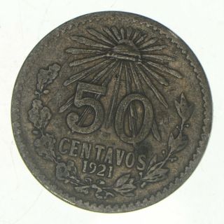 Silver - World Coin - 1921 Mexico 50 Centavos - 8.  1g - World Silver Coin 874